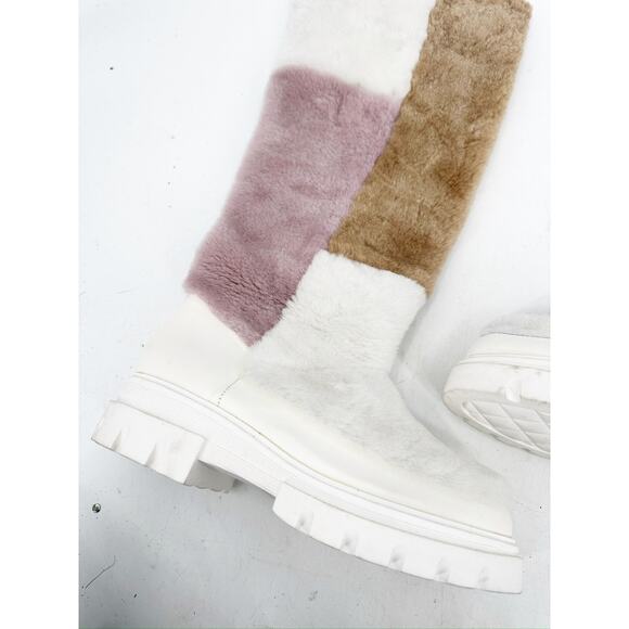 Free People Happy Thoughts Fur Paneled Colorblock Tall Winter Boots Size 40 - Picture 9 of 9
